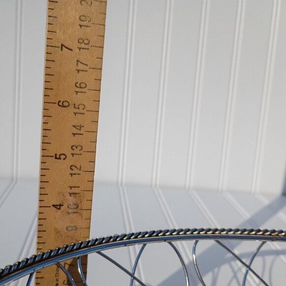 Silverplate Metal Wire Decorative Basket for Bread Fruit Large Silver Bowl Vtg - Picture 10 of 14